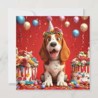 Perro Beagle Adorable Celebrando El Cumpleaños
