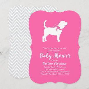 Invitación Perro Beagle Chica Baby Shower Rosa