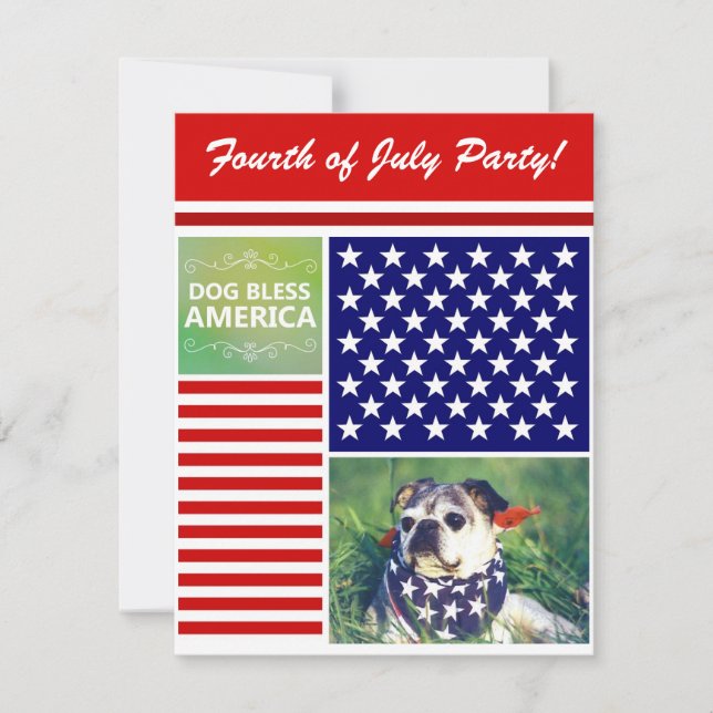 Invitación Perro bendice a Estados Unidos patriótico (Anverso)