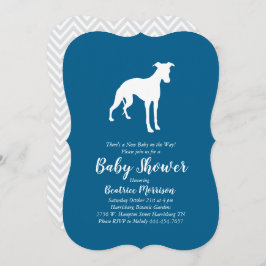 Invitación Perro blanco Baby Shower Boy Azul