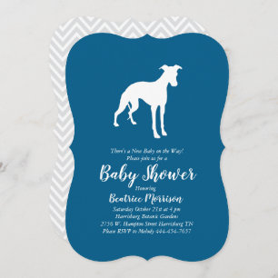 Invitación Perro blanco Baby Shower Boy Azul