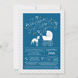 Invitación Perro blanco Baby Shower Boy Azul