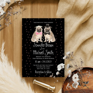 Invitación Perro boda de Pug Negro