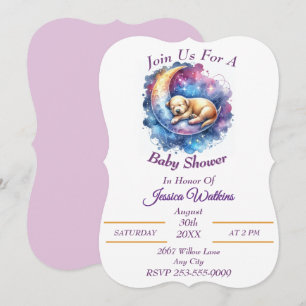 Invitación Perro cachorro aguantado durmiendo en media luna