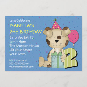 Invitación Perro cachorro de segundo cumpleaños Personalizado