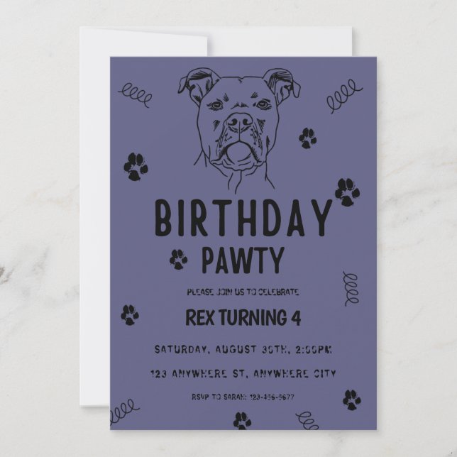 Invitación Perro Cachorro deja a Pawty Cumpleaños Party Invit (Anverso)