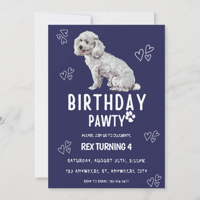 Invitación Perro Cachorro deja a Pawty Cumpleaños Party Invit (Anverso)