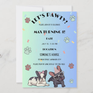 Invitación Perro Cachorro deja a Pawty Cumpleaños Party Invit