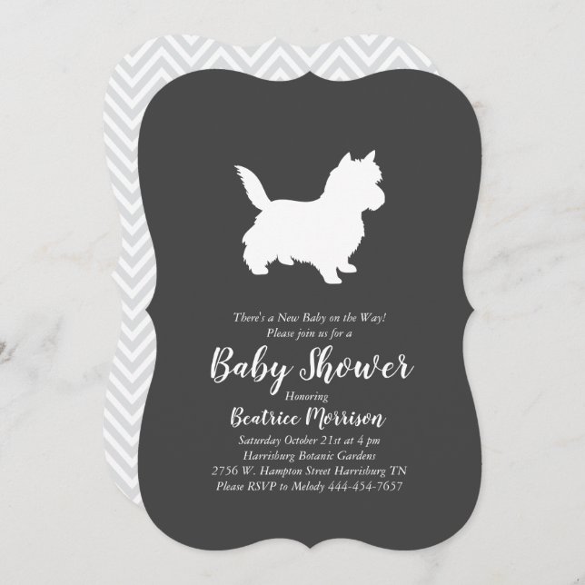 Invitación Perro Cairn Terrier Baby Shower género neutro (Anverso / Reverso)
