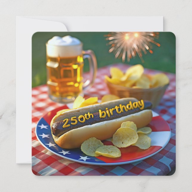 Invitación Perro caliente de cumpleaños número 250 de Estados (Anverso)