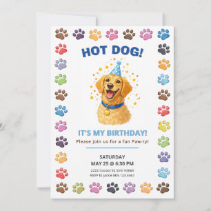 Invitación Perro Caliente Es Mi Cumpleaños, Fiesta de Perrito
