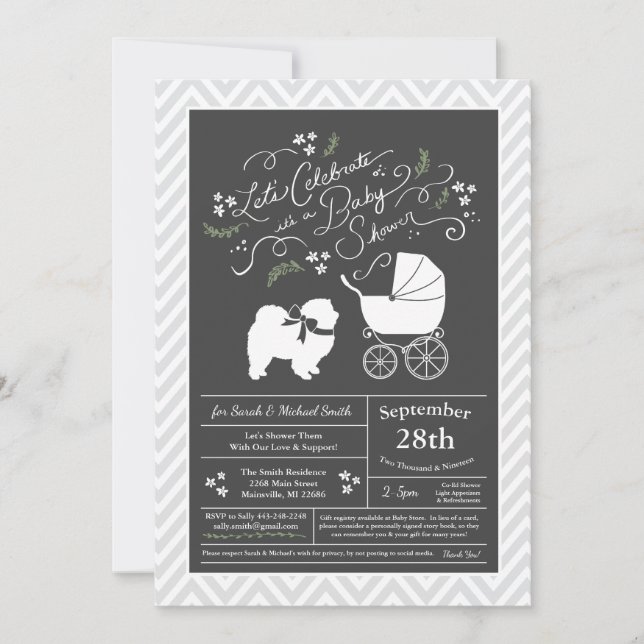 Invitación Perro Chow Baby Shower Neutral (Anverso)
