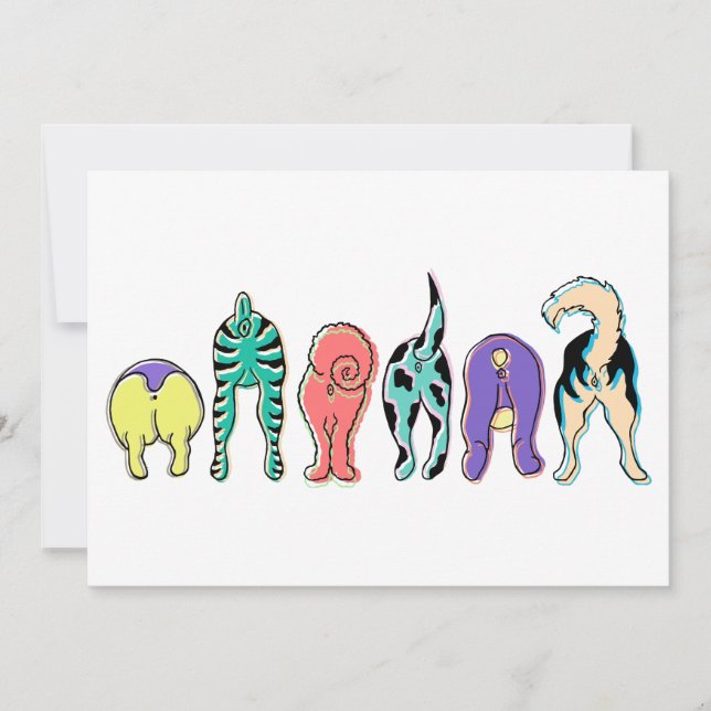 Invitación Perro colorido (Anverso)