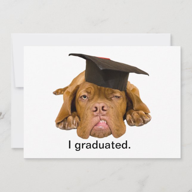 Invitación perro con el gorra de la graduación (Anverso)