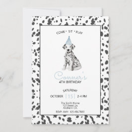 Invitación Perro dálmata Azul Ven Siéntate Quédate Juega