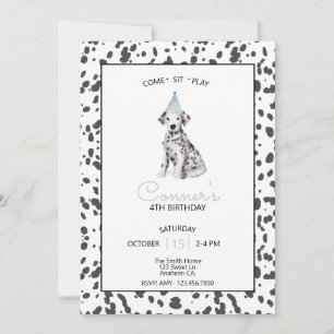 Invitación Perro dálmata Azul Ven Siéntate Quédate Juega