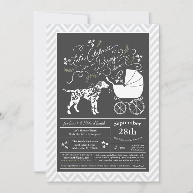 Invitación Perro dálmata Baby Shower Sexo Neutral (Anverso)