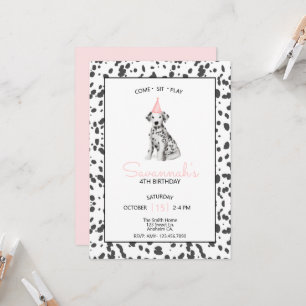 Invitación Perro Dálmata Rosa Ven Siéntate Quédate