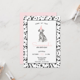 Invitación Perro Dálmata Rosa Ven Siéntate Quédate