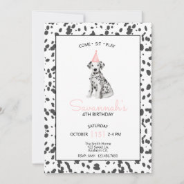 Invitación Perro Dalmatiano Rosa Ven A Quedarse