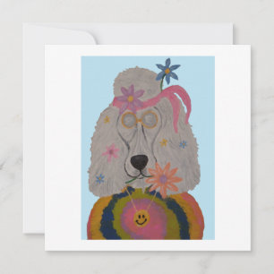 Invitación Perro de aguas hippie niño de las flores 