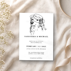 Invitación Perro de aguas retriever dorado sombrero de novia 
