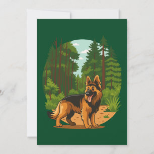 Invitación Perro de aventura Pastor Alemán en el bosque