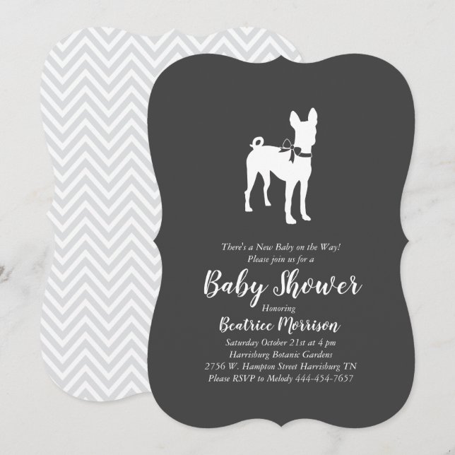 Invitación Perro de Basenji Baby Shower Neutral (Anverso / Reverso)