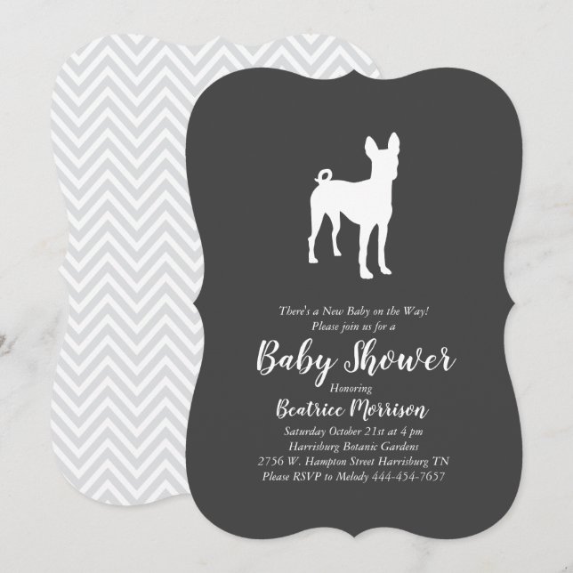 Invitación Perro de Basenji Baby Shower Neutral (Anverso / Reverso)