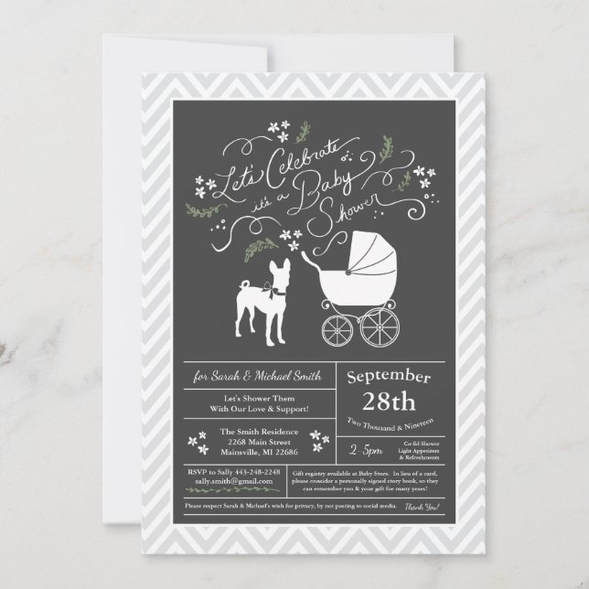 Invitación Perro de Basenji Baby Shower Neutral (Anverso)