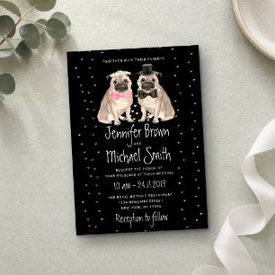 Invitación Perro de bodas Pug negro