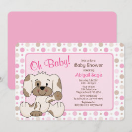 Invitación Perro de cachorro agudo rosado Baby Shower
