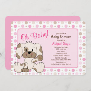 Invitación Perro de cachorro agudo rosado Baby Shower