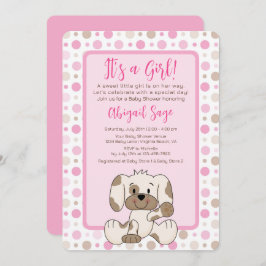 Invitación Perro de cachorro agudo rosado Baby Shower