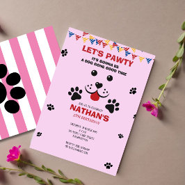 Invitación Perro de cachorro deja a Chica de cumpleaños infel