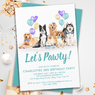 Invitación Perro de cachorro deja fiesta de cumpleaños de pav