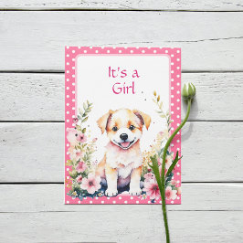 Invitación Perro de cachorro en Baby Shower, Chica de flores
