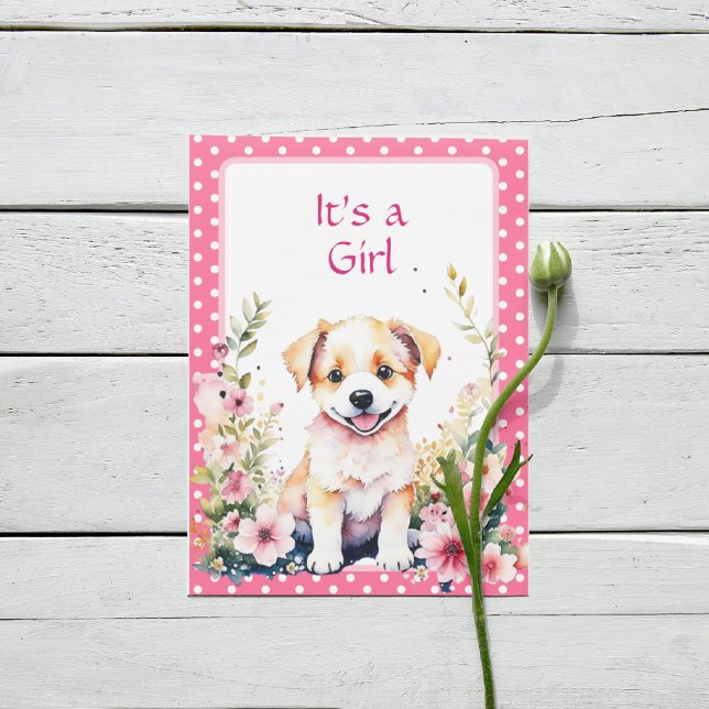 Invitación Perro de cachorro en Baby Shower, Chica de flores (Subido por el creador)