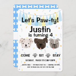 Invitación Perro de cachorro género neutro o niño de cumpleañ