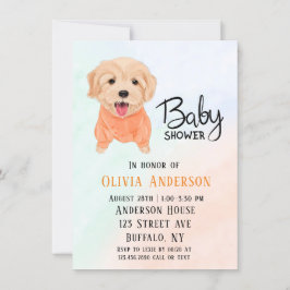 Invitación Perro de cachorro lindo y humor chico Baby Shower