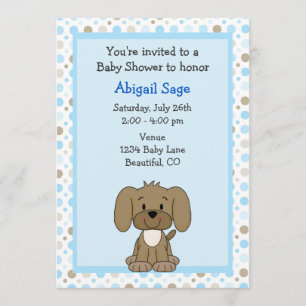 Invitación Perro de cachorro marrón chiflado en Baby Shower p