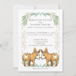 Invitación Perro de Corgi Cute Dos Grooms Boda gay