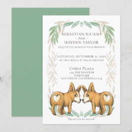 Invitación Perro de Corgi Cute Dos Grooms Boda gay