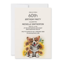 Perro de Corgi Cute Sunflowers 60º cumpleaños