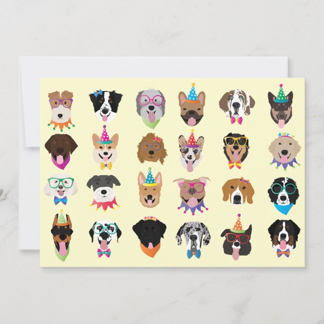 Invitación Perro de cumpleaños feliz enfrenta a animales pobr (Anverso)
