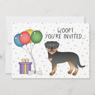Invitación Perro de dibujos animados Black And Tan Rottweiler