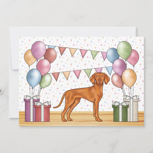 Invitación Perro de dibujos animados Vizsla húngaro Cumpleaño (Anverso)