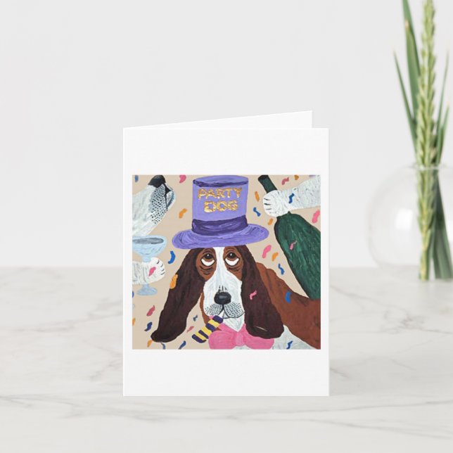 Invitación Perro de fiesta Basset Hound  (Anverso)