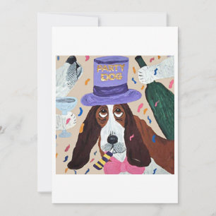 Invitación Perro de fiesta Basset Hound 