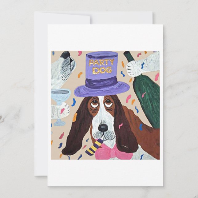 Invitación Perro de fiesta Basset Hound  (Anverso)